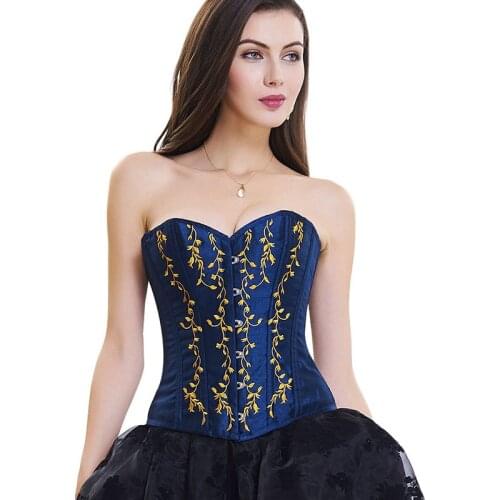 WYS.JL 2020 New Fish Scale Steel Bone Palace Plastic Top Willow Embroidered Belly Gather Corset S-2XL
