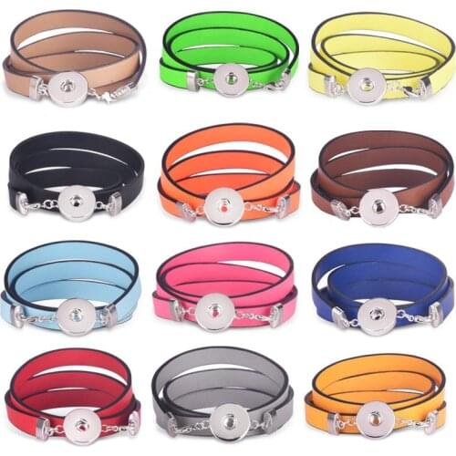 Women Keep Collective Bracelets Wrap Leather Snap Buttons Charm Bracelet Bangle for 18mm Snap Jewelry Accessories Making