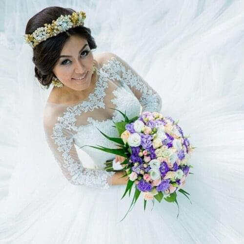 Vestido de novia White Long Sleeves Lace wedding dresses turkey 2016 Vintage Wedding Dress Lace vestido de casamento