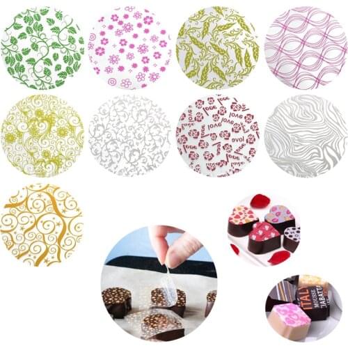 10/20/50Pcs DIY Handmade Multi-Pattern Transfer Paper Chocolate Transfer Paper Sheet Printed For Chocolate Decoration Food Grade