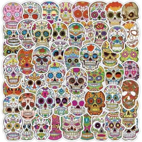 10/30/50Pcs Halloween Skull Graffiti Sticker Waterproof Fridge Guitar Laptop Motorcycle Skateboard Joke Decal Classic Toy Gifts