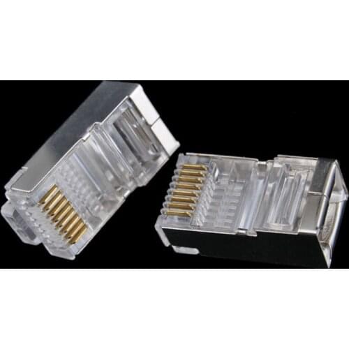 10x RJ-45 RJ-11 Crystal Metal Shield RJ45 Modular Plug 8P8C Network Cable Head CAT CAT5E CAT5 Connector High Quality Adapter