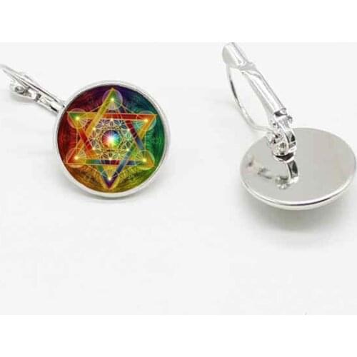 2019 classic sacred geometry pattern crystal glass popular earrings ear hook jewelry accessories