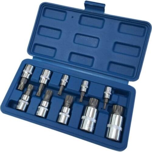 2021 New 10 Pcs XZN 12 Point Triple Square Spline Bit Socket Set Tamper Proof with Case Automotive Tool Kit