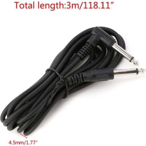 3M/10 Feet Instrument Guitar Audio Cable 6.35mm Straight To Right Angle Plug