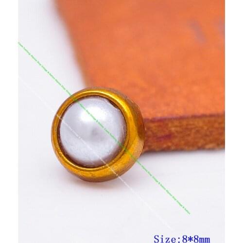 50pc 8mm TURQUOISE ANTIQUE GOLD WHITE PEARL BEAD LEATHER CRAFT BELT LEATHER CASE RIVET STUD FASTENERS CONCHOS RIVET BACK