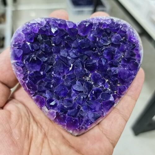 AAA+ Natural Amethyst Geode Loving Heart Shape Quartz Cluster Crystal Specimen Energy Healing Thunder Egg Wholesale