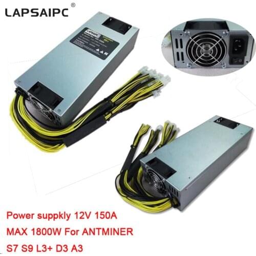 Lapsaipc 1800W Power Supply MAX 150A 12V PSU 176-264V For DASH ANTMINER S7 S9 L3+ D3 A3 Baikal X10 Giant B