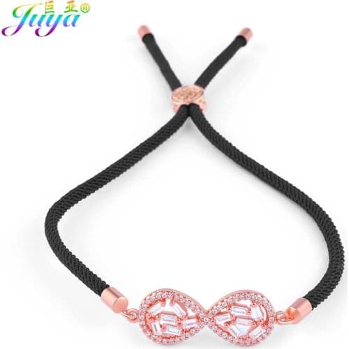 Juya Handmade Gold/Rose Gold Charms Colorful Rope Chains Infinity Bracelets For Women Men Trandy Jewelry Supplies