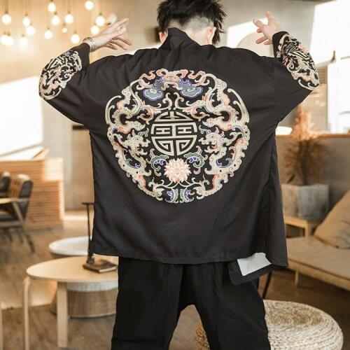 Japanese clothing Plus Size 3XL Kimono cardigan men Japanese obi male yukata mens haori Japanese samurai clothing traditional