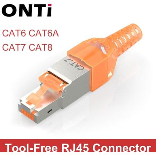 ONTi 10Pcs Tool-Free Shielded RJ45 Cat 7 / Cat6A Termination Plug Cat7 Plug / Cat7 Connector cat6A connectors Modular 23/24AWG
