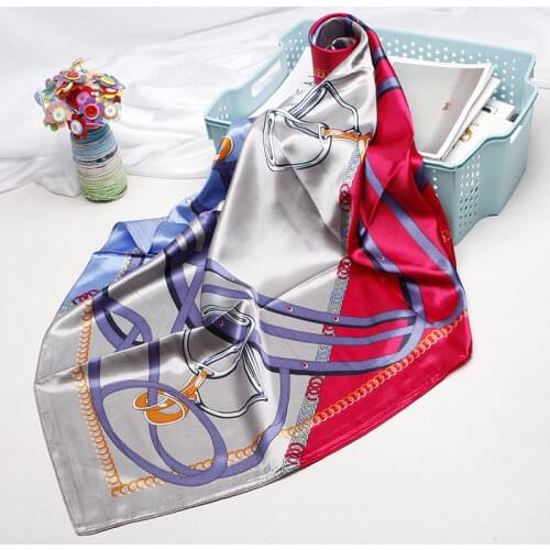 Square Silk Scarf Women Fashion Print Small Neck Scarfs Office Lady Hair Band Foulard Hand Kerchief Female Bandana Shawl 2021