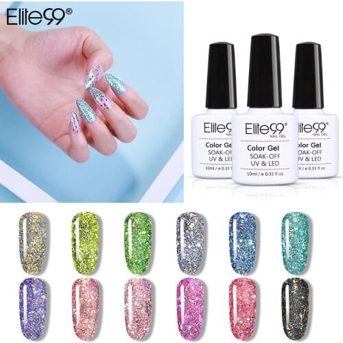 Elite99 10ml Glitter Color Gel Nail Polish Laser Shimmer Nail Varnish Soak Off Enamel Lacquer For Manicure Nail Art Gel Polish