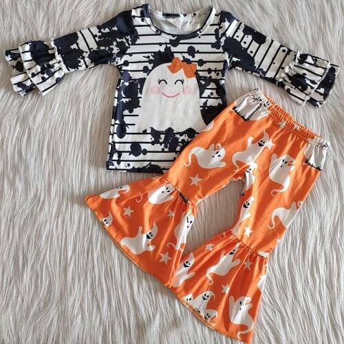 2020 Hot sale kids girls fall outfits toddler baby girl designer clothes girls boutique bell bottom outfit new cute clothes set