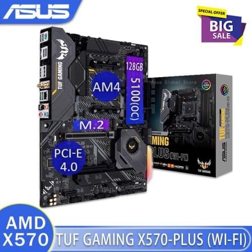 Socket AM4 Asus TUF GAMING X570-PLUS (WI-FI) Motherboard DDR4 128GB PCI-E 4.0 3rd-Gen AMD Ryzen Desktop X570 Placa-Mãe AM4 ATX
