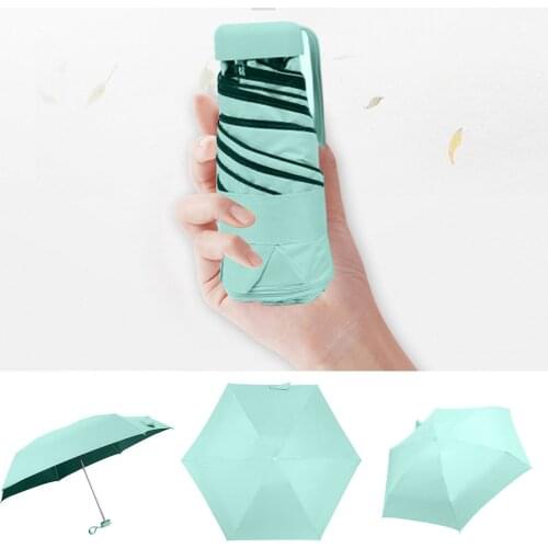 Mini Pocket Umbrella Folding Sun Umbrella Women Travel Flat Lightweight Umbrella UV Protection Parasol Foldable Mini Umbrella