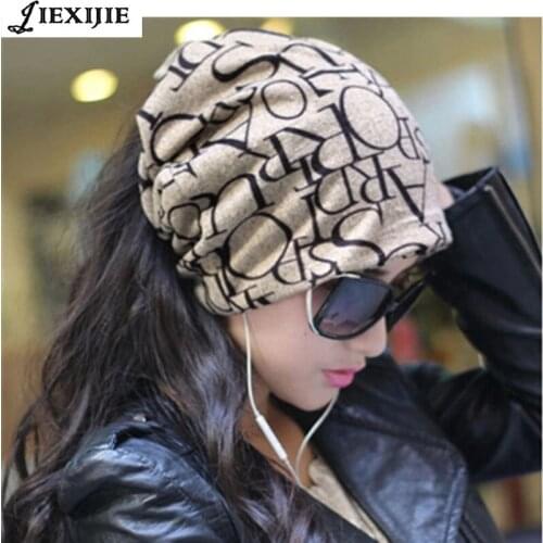 Multi-function Set head caps Thin face cap Knitted cap Imitation of cashmere hats English letters scarf Maternal confined hats49