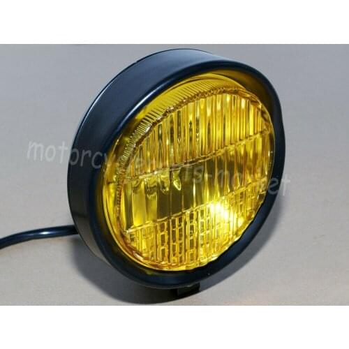 Motorcycle Black Visor Amber Headlight H4 12V 60/55W Front Lamp Halogen Lights For Harley Chopper Cafe Racer Scrambler