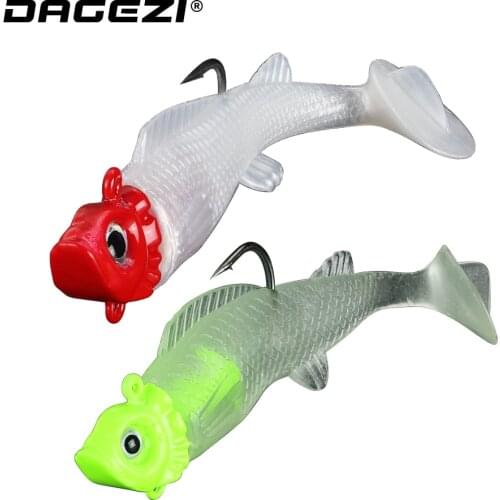 DAGEZI Jigging Soft Bait 6cm/9g 8.5cm/15g Fishing Lure Lead Head Jig Fish T Tail Sea Bass Lure Fishing Tackle