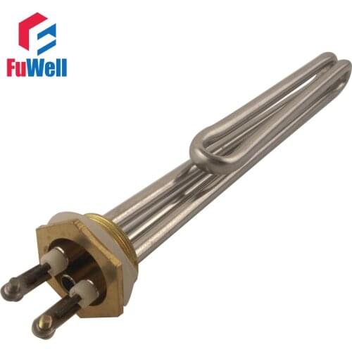 1 Inch Stainless Steel Tube Copper Head Heating Tube 220V/380V Electric Heater Pipe Water Boiler Heating Element with Probe Hole