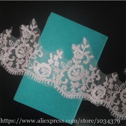 Delicate 3meters 14.5cm Pink Fabric Flower Venise Venice Lace Trim Applique Sewing Craft for Wedding Dec. LR0010