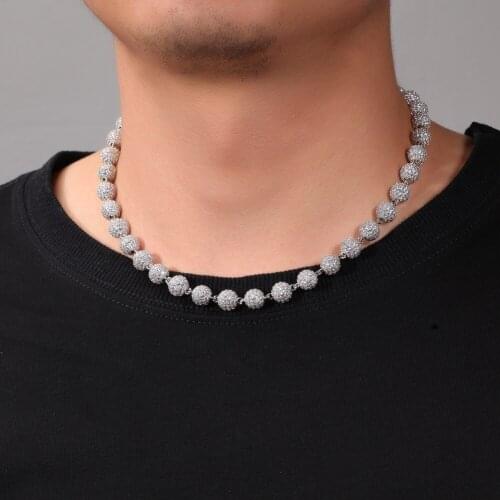 New charm Hip Hop Jewelry Fashion Iced Out Ball Necklaces Bling CZ Bracelets for Women with Magnet Clasp 8.5mm Spherical gifts