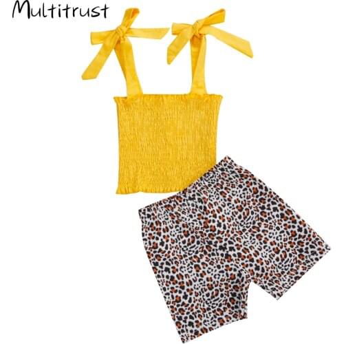 1-5Y Fashion Girls Summer Clothing Sets Toddler Kids Bandage Tube Tops+High Waist Shorts Pants Holiday Casual Kids Clothing