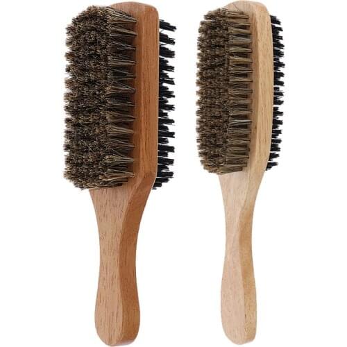 Perfeclan Set of 2, Wave Hair Brushes Soft Bristles Large & Medium Coarse Hair Styling Tools Natural Wooden