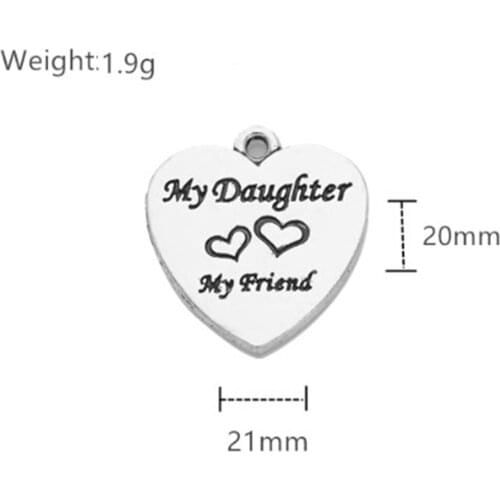 2021 New Zinc Alloy Charms For Jewelry Making My Daughter&my Friend Letter Charms Engraved Fit DIY Necklace Bracelet Key Chain