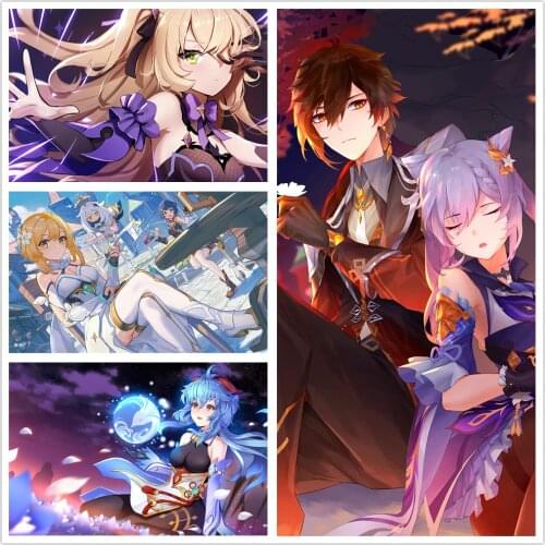 Genshin Impact Series Posters Anime Girl Poster Sticker Wall Art Painting Picture for Living Room Decoration