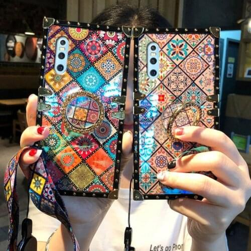 Luxury Square Blu-ray Folk-custom Phone Case For Samsung S10e S8 9 10 20 21 Ultra Plus Note8 9 10 20 Ultra Silicon Cover