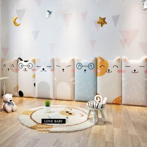 Lovely Cat Self-Adhesive Bed Headboards Wall Stickers Anti-Collision Tatami Bedroom Decor Stickers Cabecero Decoration Aesthetic