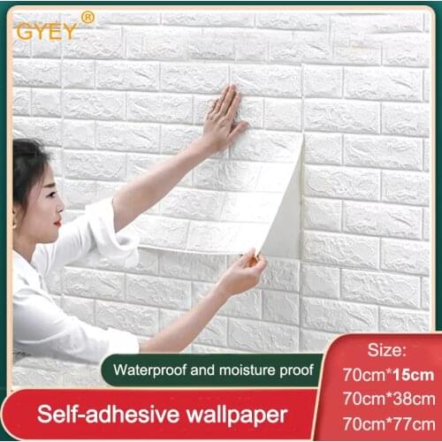 Self adhesive Waterproof TV Background Brick Wallpapers 3D Wall Sticker Living Room Wallpaper Mural Bedroom Decorative 70*77