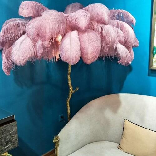 Nordic Ostrich Feather Living Room LED copper Resin Floor Lamps Living Room Bedroom Modern Interior Lighting Decor Standing Lamp