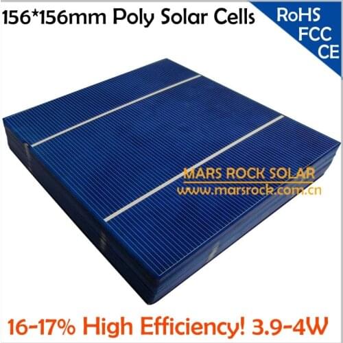 100pcs 3.9-4W 0.5V Solar Cells Polycrystalline 156x156mm with 2 Busbar,16-17% Efficiency,Order 300pcs PV Cell Get Free PV Ribbon