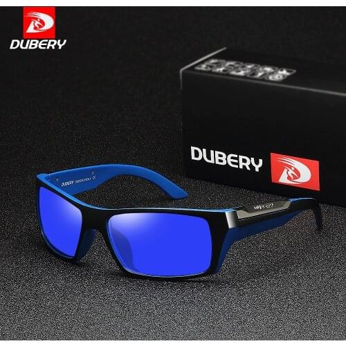 DUBERY Polarized men Sunglasses driving Sport Sun Glasses men Square Personality Color Mirror Luxury Brand Design Oculos UV400
