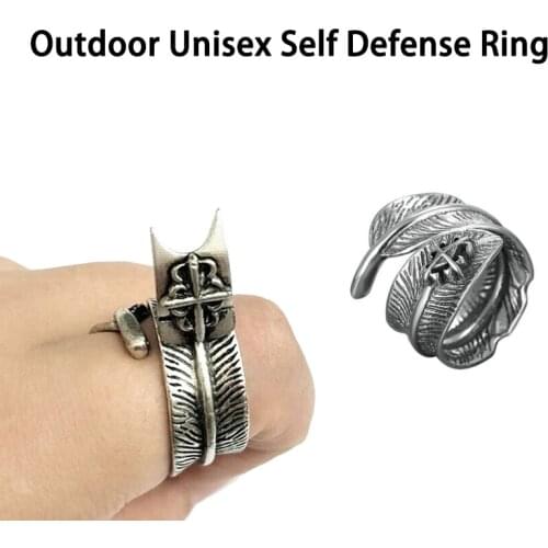 Outdoor Unisex Adult Self Defense Ring with Spike Women Anti-wolf Multifunction Invisibility Self-defense Tool