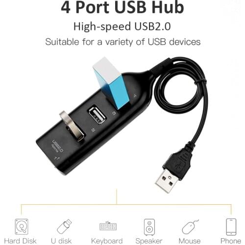 USB Hub 5Mbps High Speed Multi USB 2.0 Adapter Expander Durable Practical Multi-functional 4 Port Computer Splitter