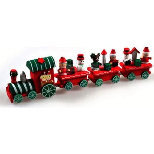 Vintage Wood Train Christmas Ornaments Christmas Santa Decoration Mini 4 Trains birthday party wedding decor kids toy favor gift