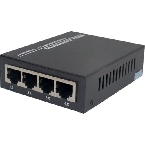 1G4E 1.25G Fiber Port 4X10/100/1000M Gigabit Ethernet Switch 1 Port 4 RJ45 Fiber Optic Media Converter PCBA US Plug