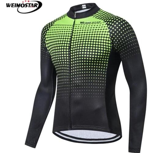 Weimostar 100% Polyester Mens Cycling Jersey Long Sleeve Autumn Ropa Ciclismo MTB Bicycle Cycling Clothing Road Bike Jersey Top