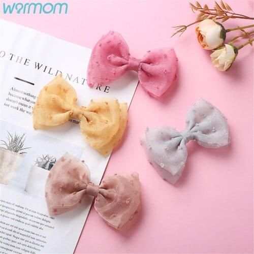 Warmom Net Gauze Concave-convex Point Bowknot Hairpin Childrens Girls Pointy Clip Double Layer Multicolor Bangs Baby Headdress