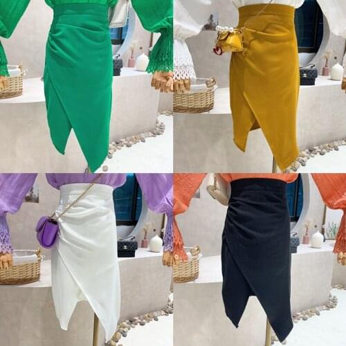 New Womens Clothing 2021 Autumn Design sense high waist Versatile slim Retro PU leather A-line skirt