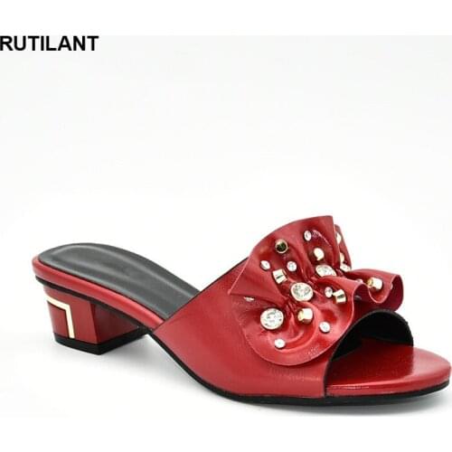 Latest Design African Woman Sandals 2019 Summer Womens Dress Shoes Open Toe Elegant Crystal Shoes Rhinestone Wedding Shoes