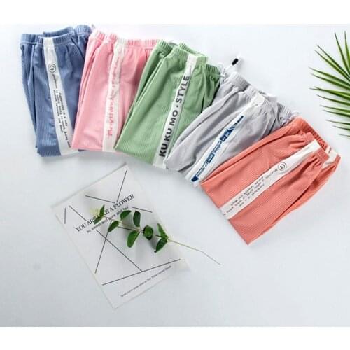 2-8 Year Old Girls Pants Summer Thin Children Trousers Fashion Kids Clothes Boys Harem Pants Striped Sweatpants 2021 NEW