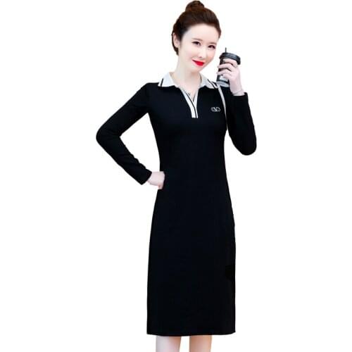 POLO Neck Lapel Plus Velvet Thickening Sweatershirts Womens Fall Winter Long Sleeves Loose Warm Feminine Pullover T-shirt Skirt