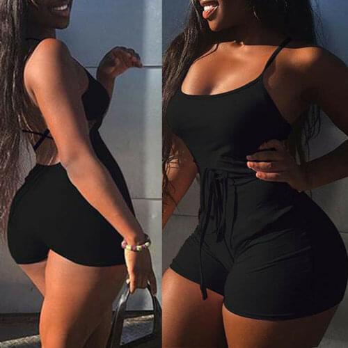 Women Beach Romper Playsuit Dress Party Clubwear Sexy Summer Soild Sleeveless Sling Bangdage Backless Long Jumpsuit New Hot