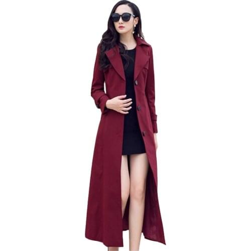 High quality Lengthen Trench Coat Women 2019 Fashion Spring Autumn Single-breasted Windbreaker Female Casual Tops Plus size 2673