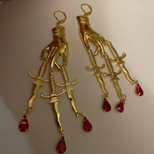 1 Pair Punk Style The Golden Hand & Dagger Earrings Gothic Earrings Statement Earrings Witchy for Women