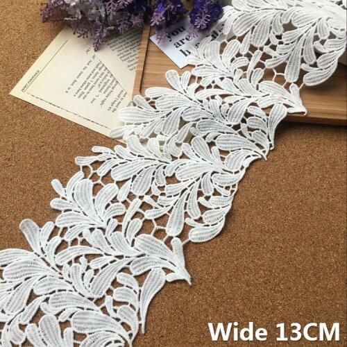 13CM Wide Beautiful White Venise Embroidery Flowers Laces Ribbon Handmade DIY Dress Skirt Stitching Sewing Accessories